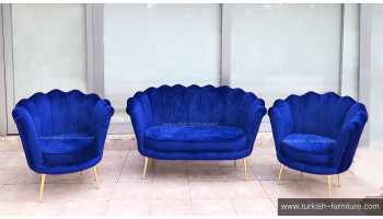 Blue Oyster Armchair Sofa Set