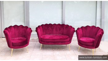 Oyster Velvet Armchair Mini Sofa Set 2+1+1