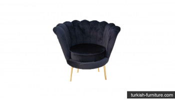 BLACK Oyster Velvet Armchair