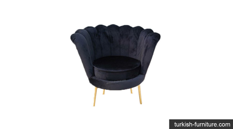 BLACK Oyster Velvet Armchair