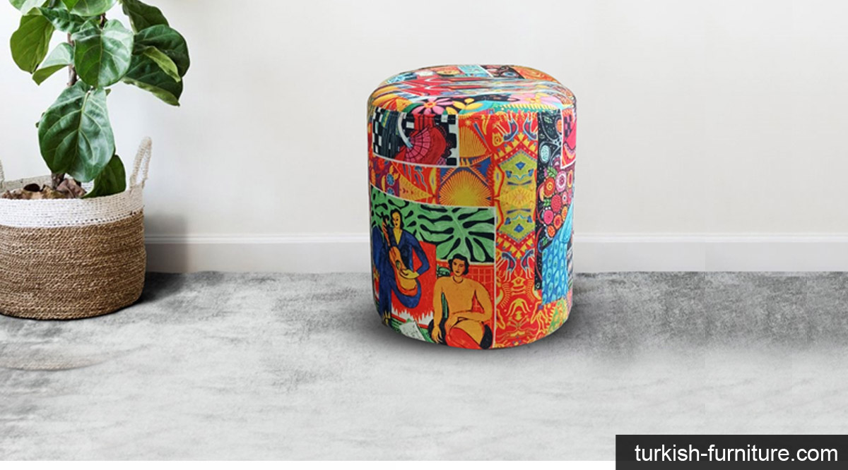 Multi Colored Pouf 